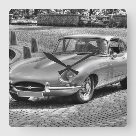 ジャガーE型 スクエア壁時計 (正面)