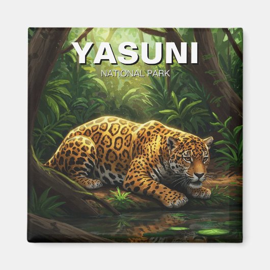 ジャガーinヤスニ国立公園エクアドル マグネット (正面)