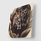 ジャガ威厳のあるール – ジャングルの王 スクエア壁時計 (傾斜)