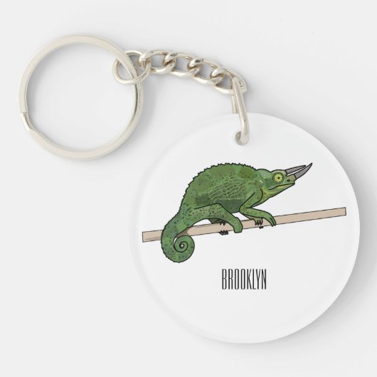 ジャクソンのカメレオン漫画イラストレーション キーホルダー (正面)