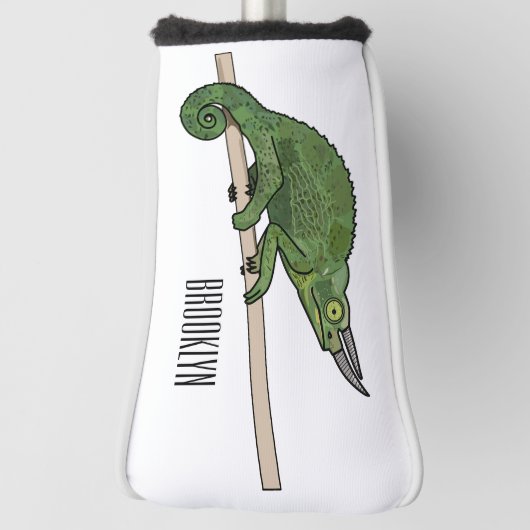 ジャクソンのカメレオン漫画イラストレーション ゴルフヘッドカバー (回転90)