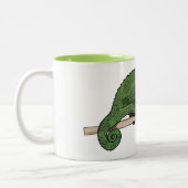 ジャクソンのカメレオン漫画イラストレーション ツートーンマグカップ (左)