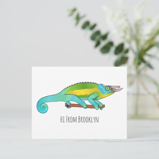 ジャクソンのカメレオン漫画イラストレーション ポストカード (スタンド正面)