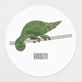ジャクソンのカメレオン漫画イラストレーション ラベル (デザイン2)