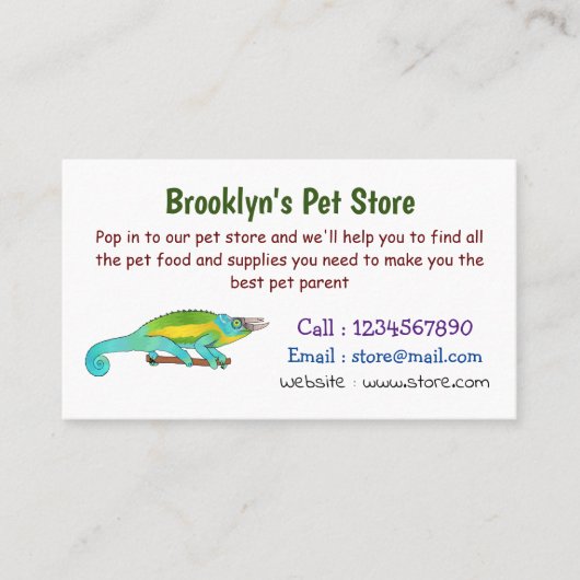 ジャクソンのカメレオン漫画イラストレーション 名刺 (正面)