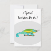 ジャクソンのカメレオン漫画イラストレーション 招待状 (裏面)