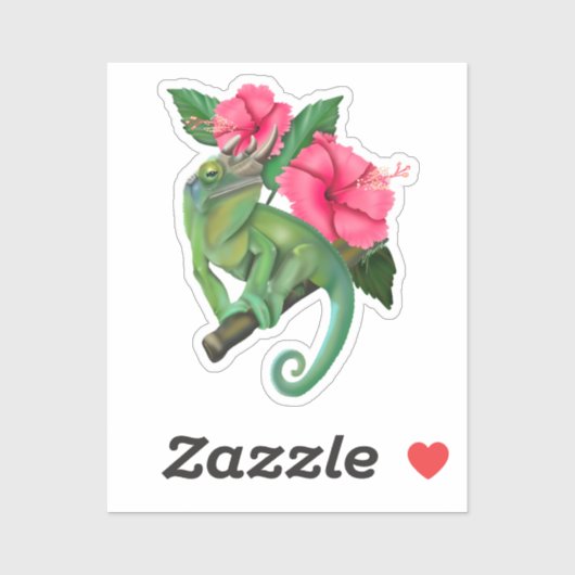 ジャクソンズカメレオンとハイビスカス シール (シート)