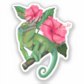 ジャクソンズカメレオンとハイビスカス シール (正面)