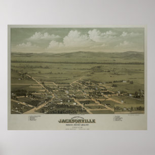 ジャクソンビルのヴィンテージの絵解き地図または(1883年) ポスター