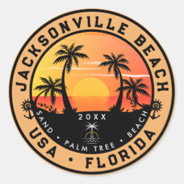 ジャクソンビルビーチフロリダ熱帯レトロサンセット ラウンドシール
