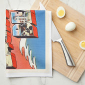 ジャクソンビルビーチフロリダFL古旅行お土産 キッチンタオル (四つ折り)