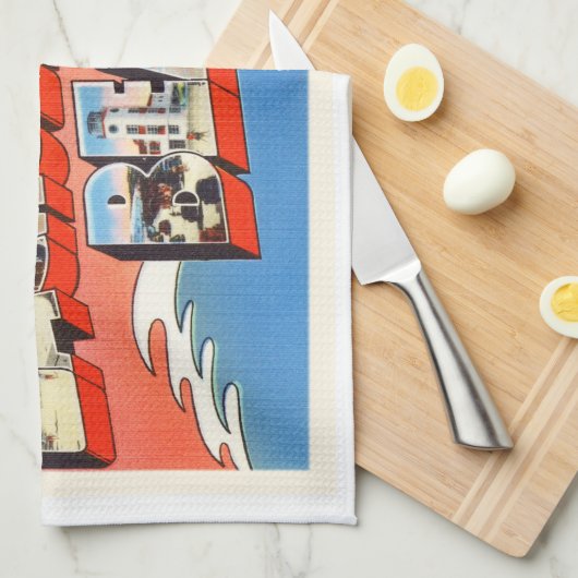 ジャクソンビルビーチフロリダFL古旅行お土産 キッチンタオル (四つ折り)