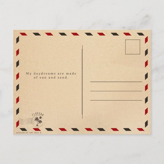 ジャクソンビルビーチFLサンドトロピカルパーム葉ズ ポストカード (裏面)