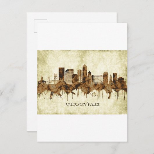 ジャクソンビルフロリダシティスケープ インビテーションポストカード (正面/裏面)
