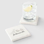 ジャクソンビルフロリダスカイラインイラストレーションアート ストーンコースター (横)