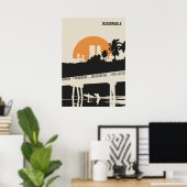 ジャクソンビルフロリダレトロミニマルブックカバー ポスター (ホームオフィス)