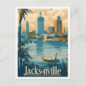 ジャクソンビルフロリダヴィンテージトラベルイラストレーション ポストカード (正面)