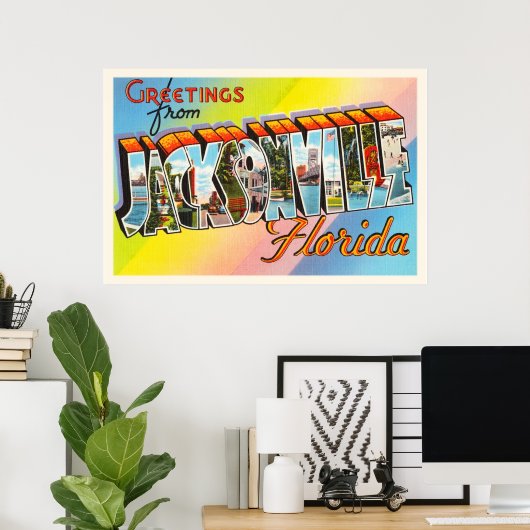 ジャクソンビルフロリダFLヴィンテージ旅行記念品 ポスター (ホームオフィス)