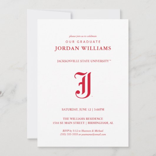 ジャクソンビル州立大学卒業 案内状 (正面)