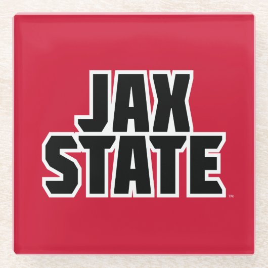 ジャクソンビル州立大学 JAX STATE 太字テキスト ガラスコースター (正面)