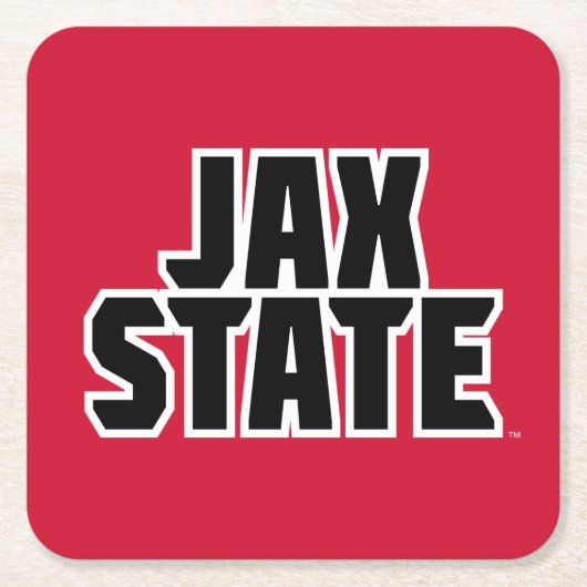 ジャクソンビル州立大学 JAX STATE 太字テキスト スクエアペーパーコースター (正面)