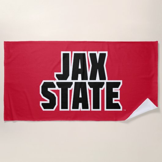 ジャクソンビル州立大学 JAX STATE 太字テキスト ビーチタオル (正面)