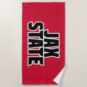 ジャクソンビル州立大学 JAX STATE 太字テキスト ビーチタオル (正面)