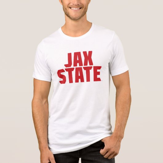 ジャクソンビル州立大学 JAX STATE 太字レッド トライブレンドTシャツ (正面)