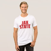 ジャクソンビル州立大学 JAX STATE 太字レッド トライブレンドTシャツ (正面全面)