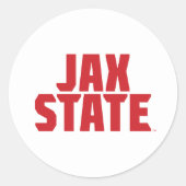 ジャクソンビル州立大学 JAX STATE 太字レッド ラウンドシール (正面)