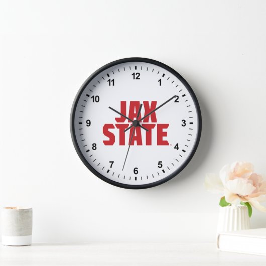 ジャクソンビル州立大学 JAX STATE 太字レッド 壁時計 (ホーム)