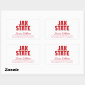 ジャクソンビル州立大学 JAX STATE 太字レッド 長方形シール (シート)