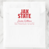 ジャクソンビル州立大学 JAX STATE 太字レッド 長方形シール (バッグ)