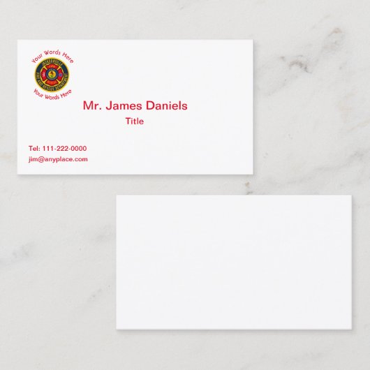 ジャクソンビル火災救助エンブレムビジネスカード 名刺 (正面/裏面)