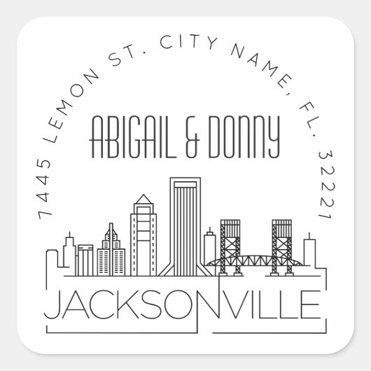 ジャクソンビル結婚ズ |事前にアドレス指定された封筒用シール スクエアシール (正面)