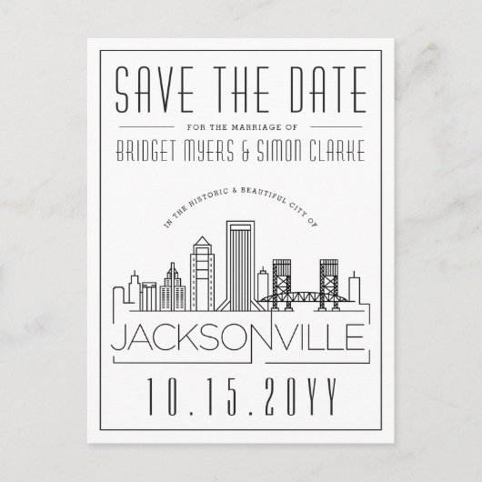 ジャクソンビル結婚ズ | Skyline日付を保存 ポストカード (正面)