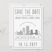 ジャクソンビル結婚ズ | Skyline日付を保存 招待状 (正面)