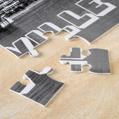 ジャクソンビル フロリダ ブラックアンドホワイト ブリッジ写真 ジグソーパズル (側面)