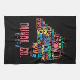 ジャクソンビルDuval County Florida USAの地図 キッチンタオル