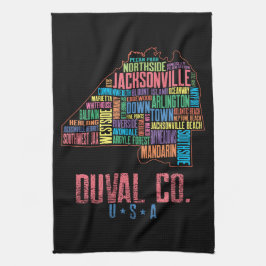 ジャクソンビルDuval County Florida USAの地図 キッチンタオル