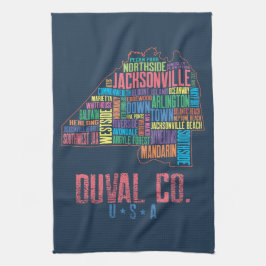 ジャクソンビルDuval County Florida USAの地図 キッチンタオル