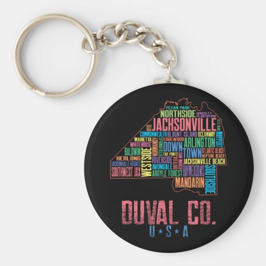ジャクソンビルDuval County Florida USAの地図 キーホルダー (正面)