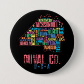 ジャクソンビルDuval County Florida USAの地図 缶バッジ (正面)