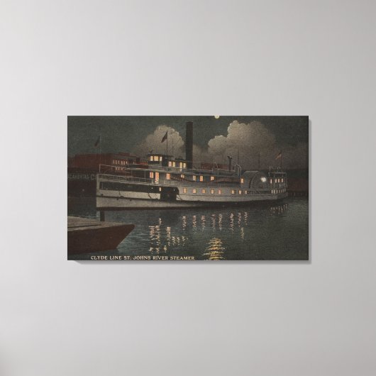 ジャクソンビルFL – ナイトビューセントジョンズ川 キャンバスプリント (正面)