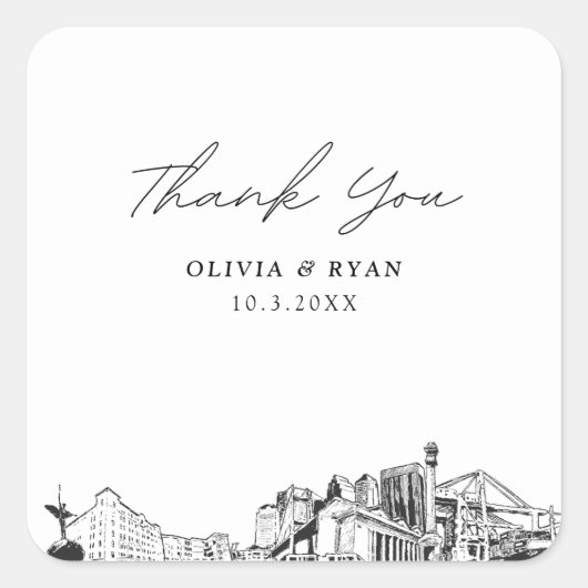 ジャクソンビ結婚ルのランドマークに感謝 スクエアシール (正面)