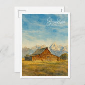 ジャクソンホールウォーターカラー | グランドテトントラベルアート シーズンポストカード (正面/裏面)