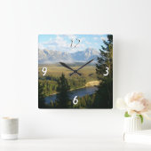 ジャクソンホールマウンテンズアンドリバー スクエア壁時計 (ホーム)