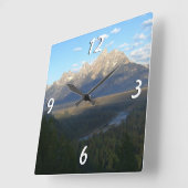 ジャクソンホールマウンテンズ(グランドテトンナショナルパーク) スクエア壁時計 (傾斜)