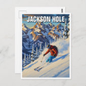 ジャクソンホールワイオミングでスキー ポストカード (正面/裏面)