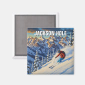 ジャクソンホールワイオミングでスキー マグネット (正面/裏面)